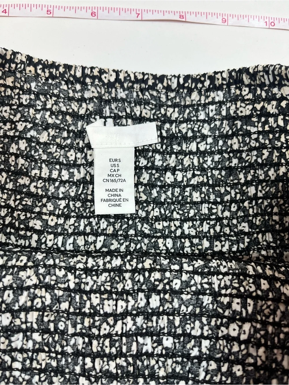 H&M Black White Floral Smocked Mini Skirt